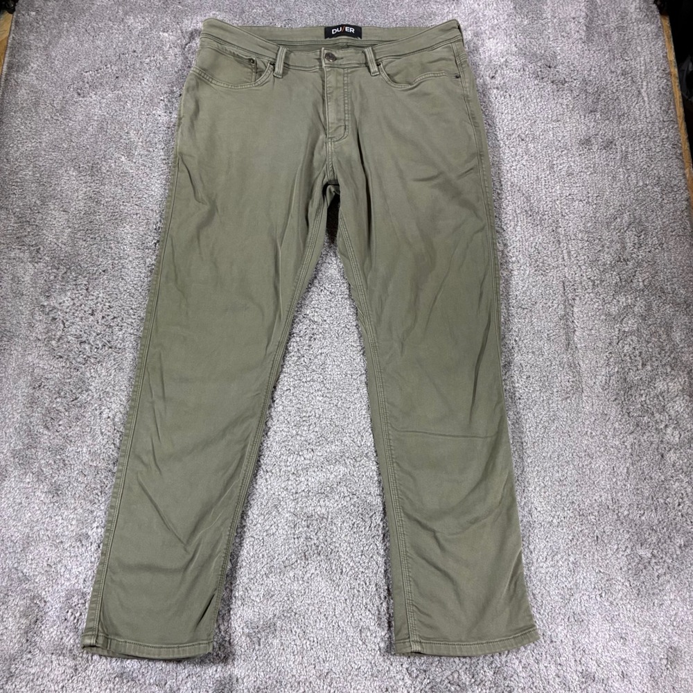 DU/ER N2X Relaxed Taper Pants Mens 36x30 Olive Green Performance Stretch